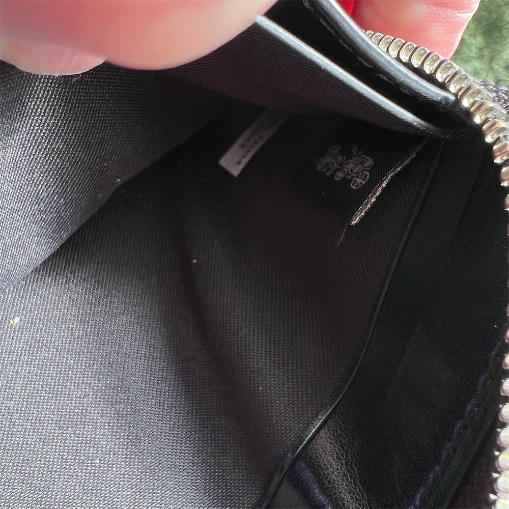 COACH Long Zip-Around Black Pebble Leather Wallet with Strap & Silver Hardware - Picture 13 of 13